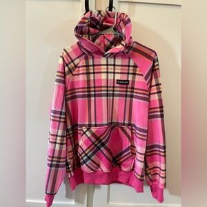Spark Paws soft fleece pink plaid hoodie size small